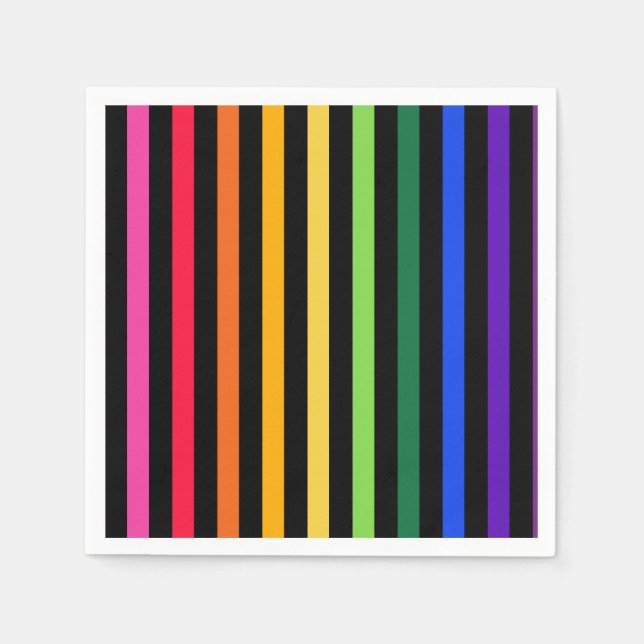 Regenbogen und schwarze Streifen Serviette (Vorderseite)