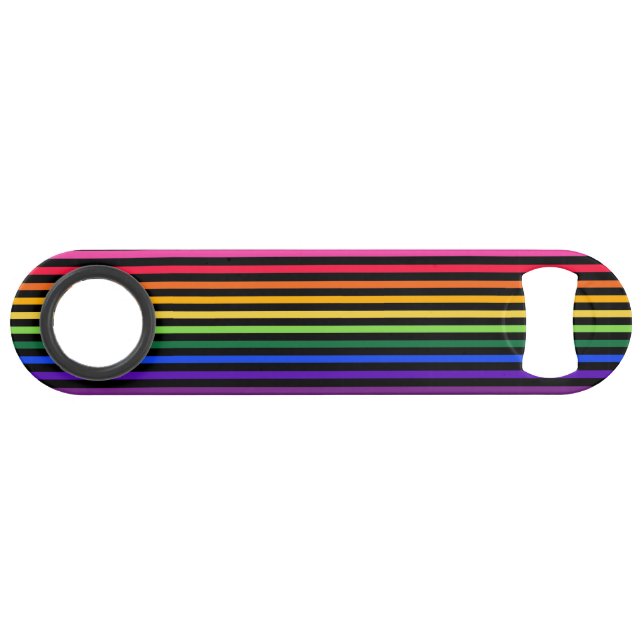 Regenbogen und schwarze Streifen Speed Flaschenöffner (Rückseite Horizontal)