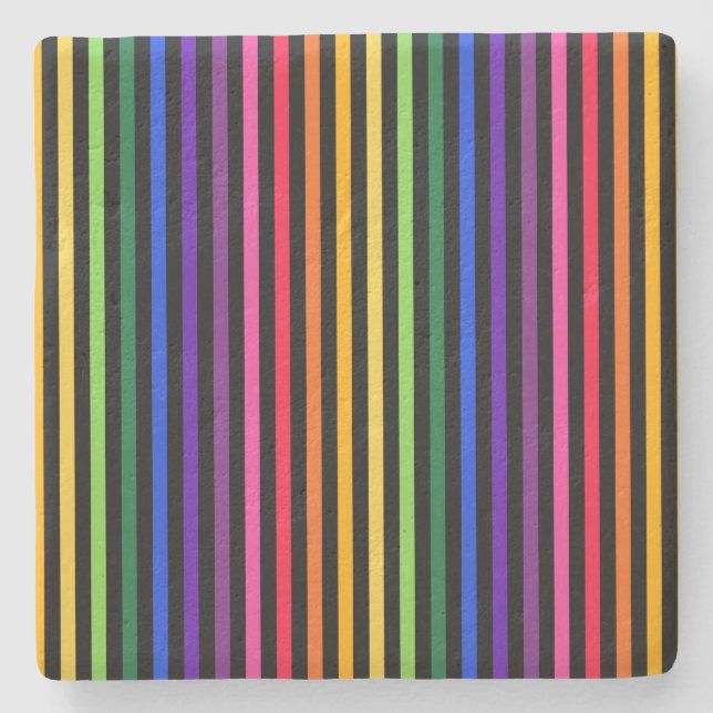 Regenbogen und schwarze Streifen Steinuntersetzer (Vorderseite)