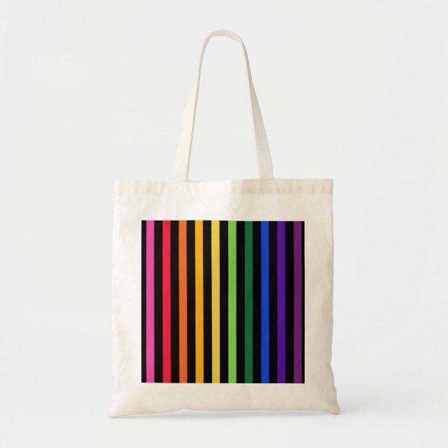 Regenbogen und schwarze Streifen Tragetasche (Vorne)