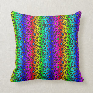 Regenbogen und Schwarzes Leopard-Druckmuster Kissen