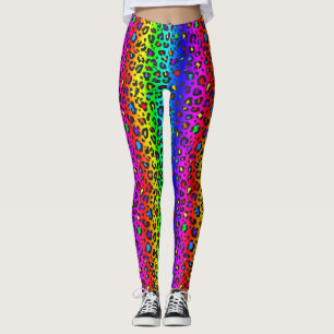 Regenbogen und Schwarzes Leopard-Druckmuster Leggings