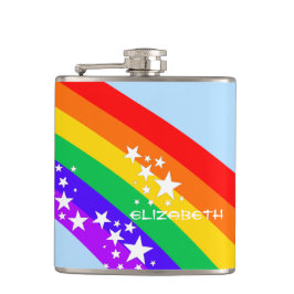 Regenbogen und Stern-Personalisiertes Flachmann