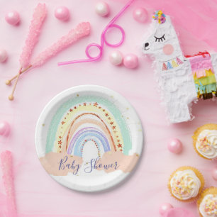 Regenbogen- und Sterne-Baby-Party-Papierteller Pappteller