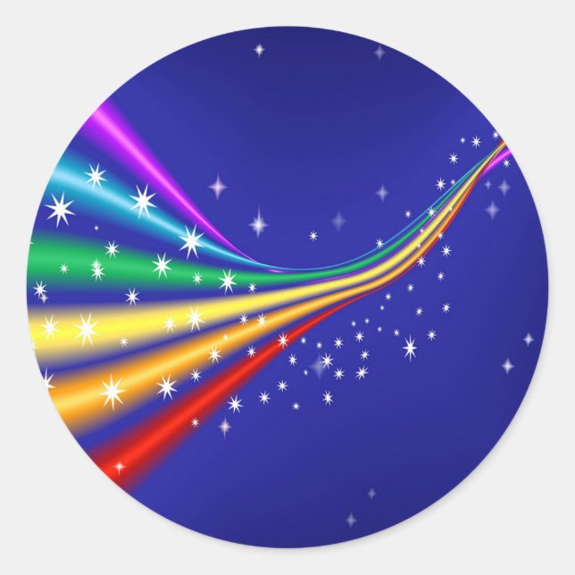 Regenbogen und Sterne Runder Aufkleber (Vorderseite)