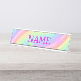 Regenbogen und Sterne Schreibtischnamensplakette