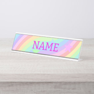 Regenbogen und Sterne Schreibtischnamensplakette