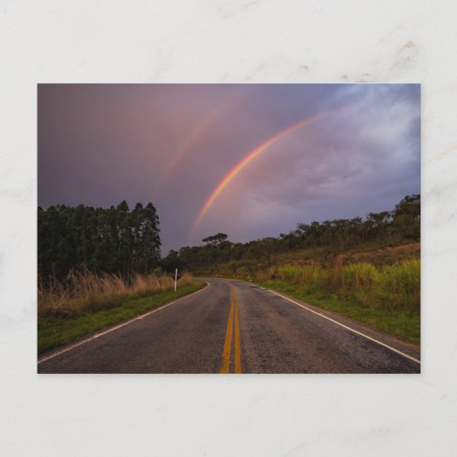 Regenbogen und Straße Postkarte (Vorderseite)