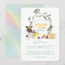 Regenbogen und Sunshine Bonjour Babydusche Einladung