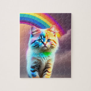 Regenbogen und süße kleine Katze