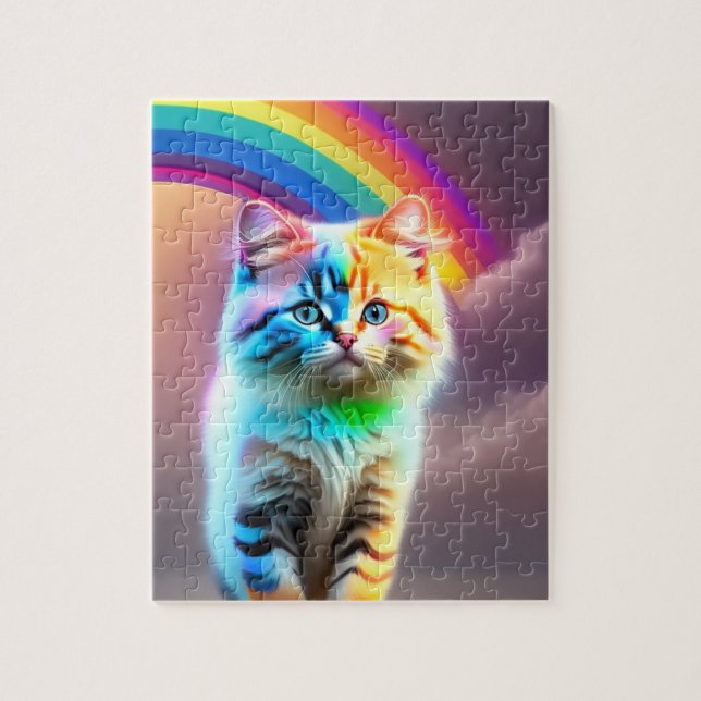 Regenbogen und süße kleine Katze (Vertikal)