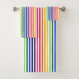 Regenbogen und weiße Streifen Badhandtuch Set