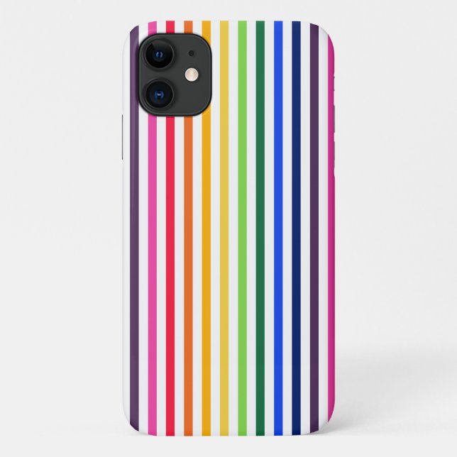 Regenbogen und weiße Streifen Case-Mate iPhone Hülle (Rückseite)