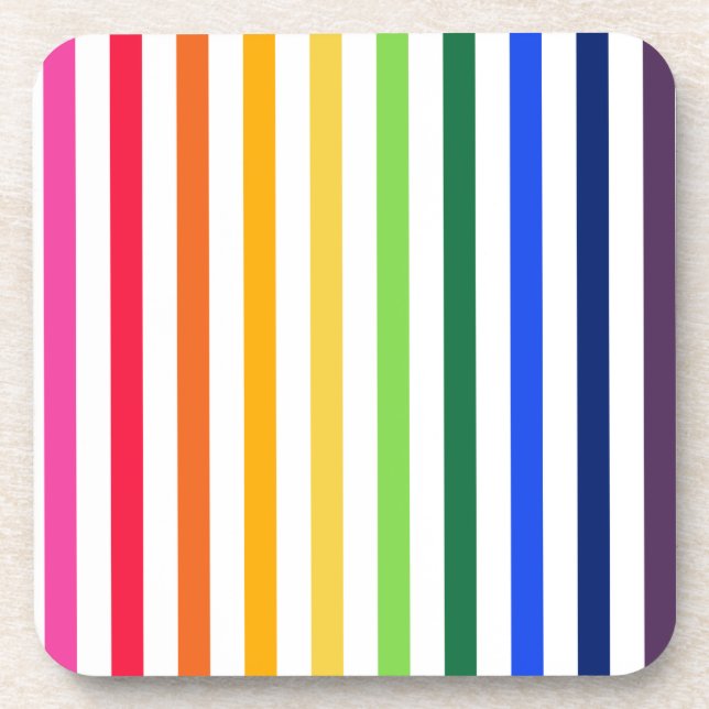 Regenbogen und weiße Streifen Getränkeuntersetzer (Vorderseite)