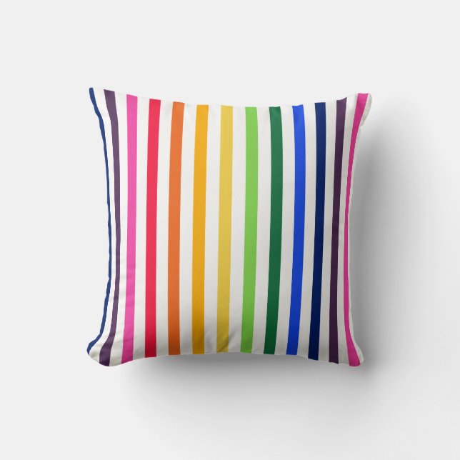 Regenbogen und weiße Streifen Kissen (Vorderseite)