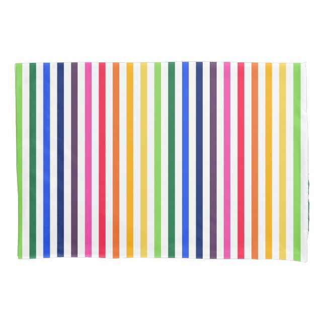 Regenbogen und weiße Streifen Kissenbezug (Vorderseite)