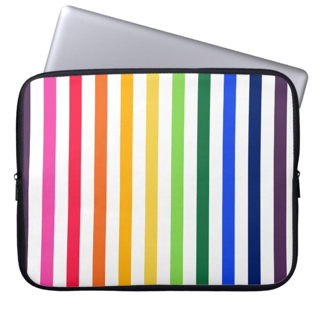 Regenbogen und weiße Streifen Laptopschutzhülle (Vorderseite)