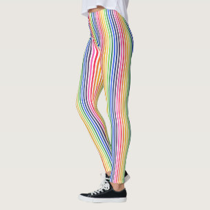 Regenbogen und weiße Streifen Leggings