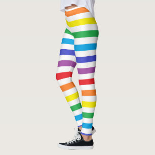 Regenbogen und weiße Streifen Leggings