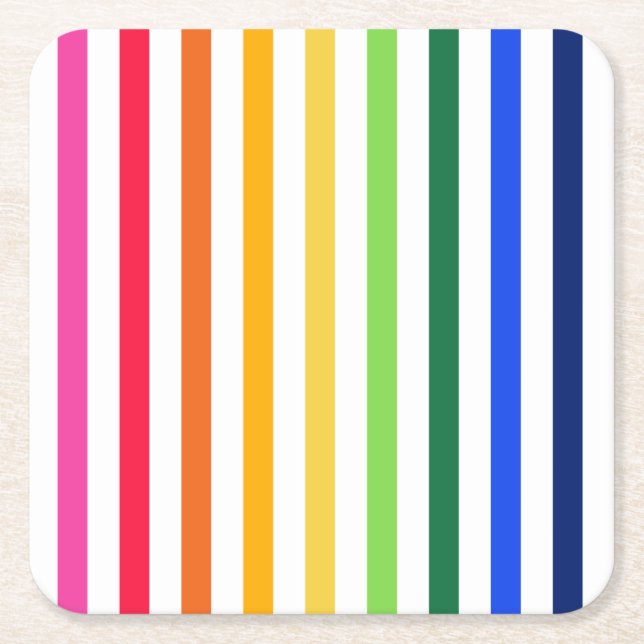 Regenbogen und weiße Streifen Rechteckiger Pappuntersetzer (Vorderseite)
