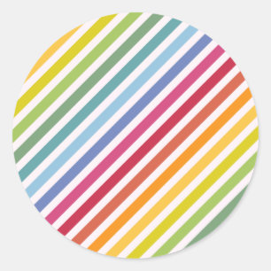 Regenbogen und weiße Streifen Runder Aufkleber