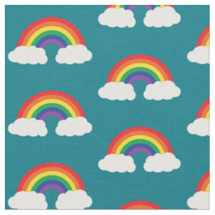 Regenbogen und Wolke auf Aquamarinen Niedlichen Ki Stoff