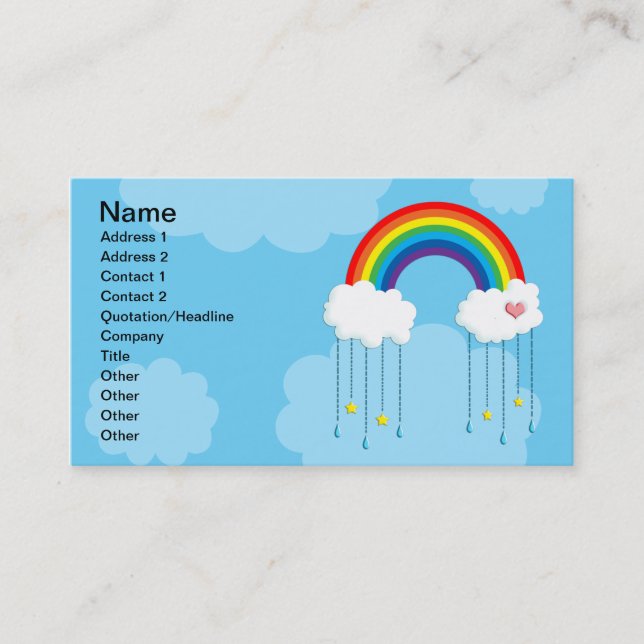 Regenbogen und Wolken, die Sterne regnen Visitenkarte (Vorderseite)