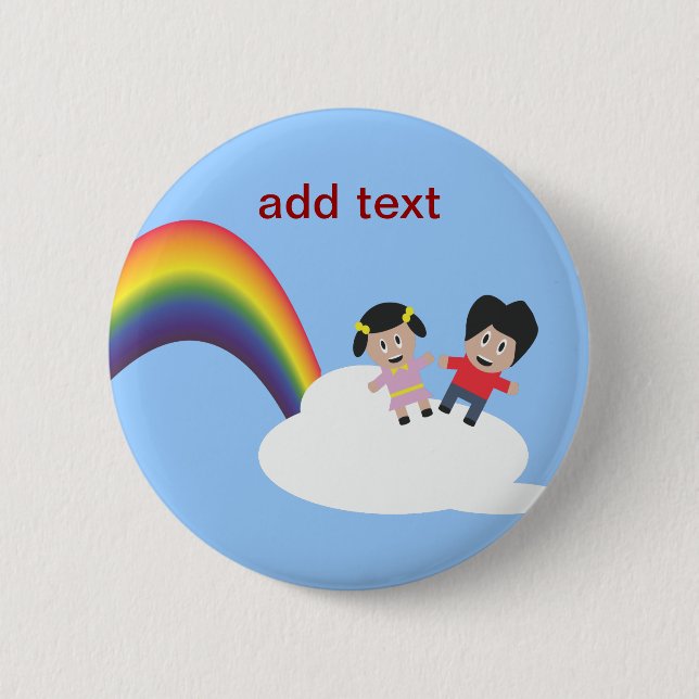 Regenbogen und Wolken-Freundschafts-Knopf Button (Vorderseite)