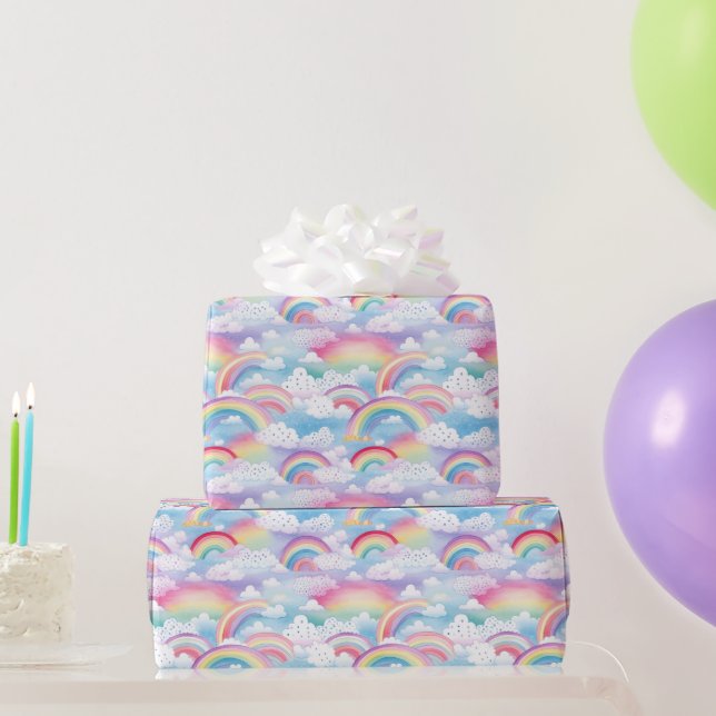 Regenbögen und Wolken Geschenkpapier (Partygeschenke)