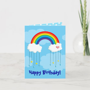 Regenbogen und Wolken regnen Sterne Karte