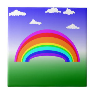 Regenbogen- und Wolkenschicht Fliese