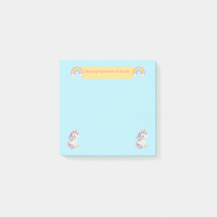 Regenbogen und Ziele jagen Süßes Einhorn Blau Noti Post-it Klebezettel