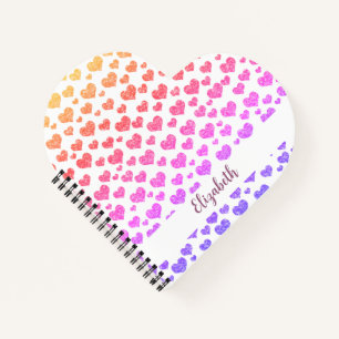 Regenbogen-Unechter-Glitter-Herzen Helle Bunte Ind Notizbuch