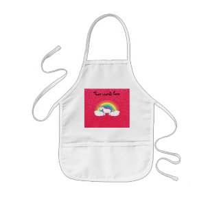 Regenbogen Unicorn-Rosa-Glitter Kinderschürze