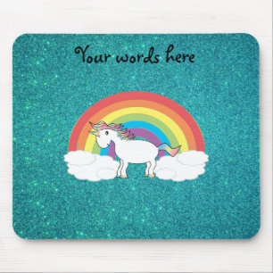 Regenbogen Unicorn-Türkis-Glitter Mousepad