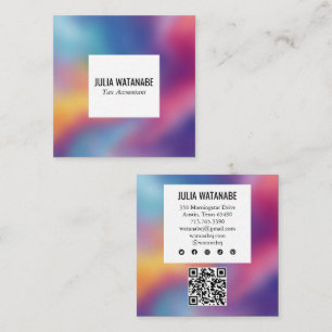 Regenbogen-Unschärfe-Minimalistisches-modernes-QRC Quadratische Visitenkarte