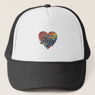 Regenbogen-Verbündeter-Herz-Vektor-Shirt-Design_1 Truckerkappe