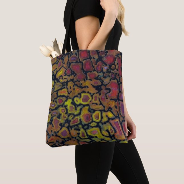Regenbogen versteinertes Dinosaurierskelett Tasche (Von Nahem)