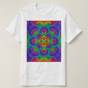 Regenbogen Vintage Psychedelischer Fraktal Kaleido T-Shirt