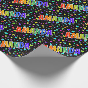 Regenbogen Vorname "AMANDA" + Sterne Geschenkpapier