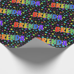 Regenbogen Vorname "BRENDA" + Sterne Geschenkpapier