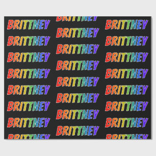 Regenbogen Vorname "BRITTNEY"; Lustig & Bunt Geschenkpapier