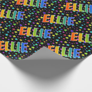 Regenbogen Vorname "ELLIE" + Sterne Geschenkpapier