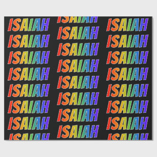 Regenbogen Vorname "ISAIAH"; Lustig & Bunt Geschenkpapier