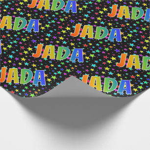 Regenbogen Vorname "JADA" + Sterne Geschenkpapier