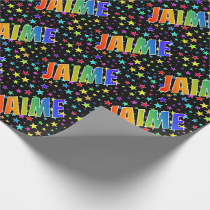 Regenbogen Vorname "JAIME" + Sterne Geschenkpapier