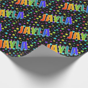 Regenbogen Vorname "JAYLA" + Sterne Geschenkpapier