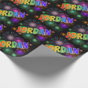 Regenbogen- Vorname "JORDANIEN" + Feuerwerke Geschenkpapier