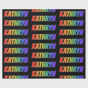 Regenbogen Vorname "KATHRYN"; Lustig & Bunt Geschenkpapier