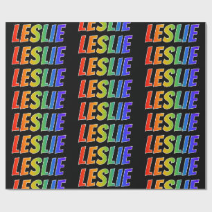 Regenbogen Vorname "LESLIE"; Spaß & Bunt Geschenkpapier